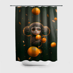 Шторка для душа Милая девушка с мандаринами, цвет: 3D-принт