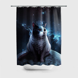 Шторка для душа Мемный кот в космосе, цвет: 3D-принт