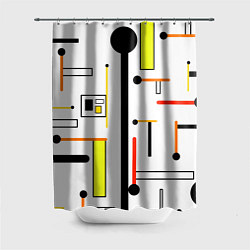 Шторка для душа Яркие геометрические фигуры на белом фоне, цвет: 3D-принт