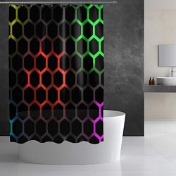 Шторка для душа Gradient hexagon genshin, цвет: 3D-принт — фото 2