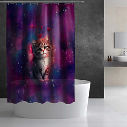 Шторка для душа Космически котенок, цвет: 3D-принт — фото 2