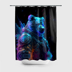 Шторка для душа Неоновый медведь воин, цвет: 3D-принт