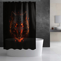 Шторка для душа Морда огненного волка, цвет: 3D-принт — фото 2