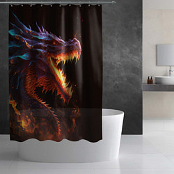 Шторка для душа Огненный дракон, цвет: 3D-принт — фото 2