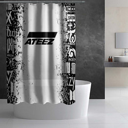 Шторка для душа Ateez black and white, цвет: 3D-принт — фото 2