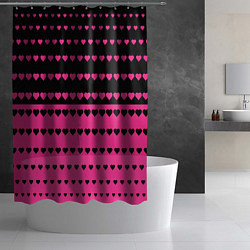 Шторка для душа Черные и розовые сердца узор, цвет: 3D-принт — фото 2
