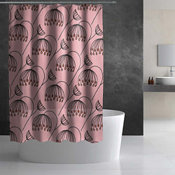 Шторка для душа Цветы в стиле бохо на пудрово-розовом фоне, цвет: 3D-принт — фото 2
