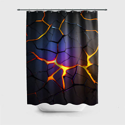 Шторка для душа Неоновые трещины - лава, цвет: 3D-принт