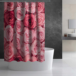 Шторка для душа Чайная пыльная роза - нежно розовый цветок, цвет: 3D-принт — фото 2