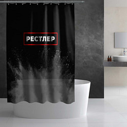 Шторка для душа Рестлер - в рамке красного цвета, цвет: 3D-принт — фото 2