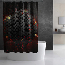 Шторка для душа Взрыв из черных плит, цвет: 3D-принт — фото 2