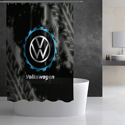 Шторка для душа Volkswagen в стиле Top Gear со следами шин на фоне, цвет: 3D-принт — фото 2