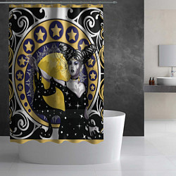 Шторка для душа Древняя богиня Никс и рамка в стиле модерн с луной, цвет: 3D-принт — фото 2