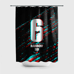 Шторка для душа Rainbow Six в стиле glitch и баги графики на темно, цвет: 3D-принт
