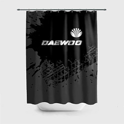 Шторка для душа Daewoo speed на темном фоне со следами шин: символ, цвет: 3D-принт