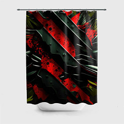 Шторка для душа Черные плашки на красном фоне, цвет: 3D-принт