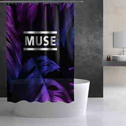 Шторка для душа Muse neon monstera, цвет: 3D-принт — фото 2