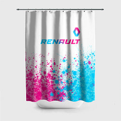 Шторка для душа Renault neon gradient style: символ сверху, цвет: 3D-принт