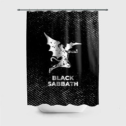 Шторка для душа Black Sabbath с потертостями на темном фоне, цвет: 3D-принт