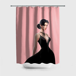 Шторка для душа Girl in black dress - pink, цвет: 3D-принт