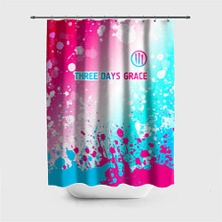 Шторка для душа Three Days Grace neon gradient style: символ сверх, цвет: 3D-принт