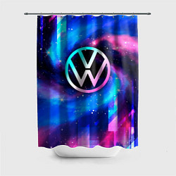 Шторка для душа Volkswagen неоновый космос, цвет: 3D-принт