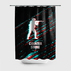 Шторка для душа Counter Strike в стиле glitch и баги графики на те, цвет: 3D-принт