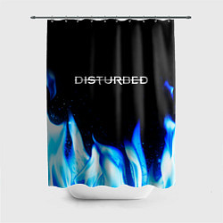 Шторка для душа Disturbed blue fire, цвет: 3D-принт