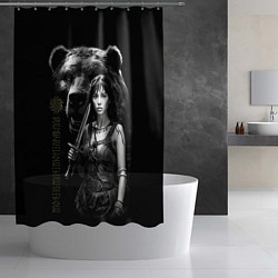 Шторка для душа Медведь и девушка воин, цвет: 3D-принт — фото 2