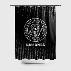 Шторка для душа Ramones с потертостями на темном фоне, цвет: 3D-принт