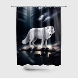 Шторка для душа Белый волк в лесу, цвет: 3D-принт