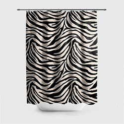 Шторка для душа Полосатая шкура зебры, белого тигра, цвет: 3D-принт
