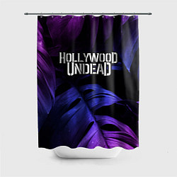 Шторка для душа Hollywood Undead neon monstera, цвет: 3D-принт