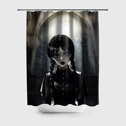 Шторка для душа Аниме готическая девушка в темной комнате, цвет: 3D-принт