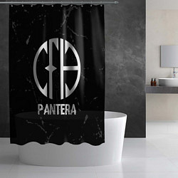 Шторка для душа Pantera glitch на темном фоне, цвет: 3D-принт — фото 2
