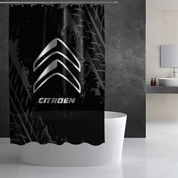 Шторка для душа Citroen speed на темном фоне со следами шин, цвет: 3D-принт — фото 2