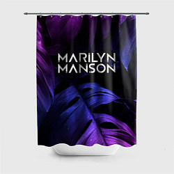 Шторка для душа Marilyn Manson neon monstera, цвет: 3D-принт