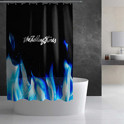Шторка для душа Rolling Stones blue fire, цвет: 3D-принт — фото 2