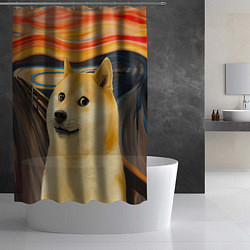 Шторка для душа Собака Доге пародия на Крик, цвет: 3D-принт — фото 2