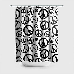 Шторка для душа Many peace logo, цвет: 3D-принт