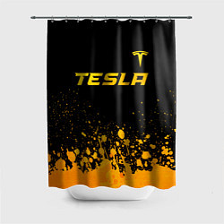 Шторка для душа Tesla - gold gradient: символ сверху, цвет: 3D-принт