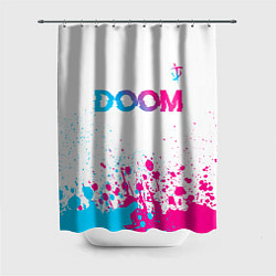 Шторка для душа Doom neon gradient style: символ сверху, цвет: 3D-принт