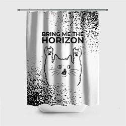 Шторка для душа Bring Me the Horizon рок кот на светлом фоне, цвет: 3D-принт