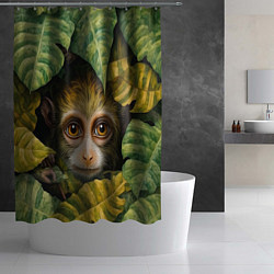 Шторка для душа Маленькая обезьянка в листьях, цвет: 3D-принт — фото 2