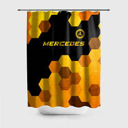 Шторка для душа Mercedes - gold gradient: символ сверху, цвет: 3D-принт