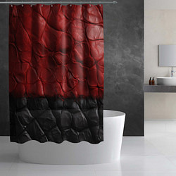 Шторка для душа Черная красная текстура, цвет: 3D-принт — фото 2