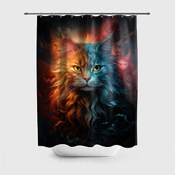 Шторка для душа Сердитый котик, цвет: 3D-принт