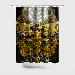 Шторка для душа Золотой орёл - славянский орнамент, цвет: 3D-принт