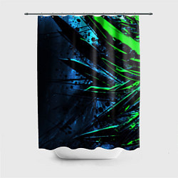 Шторка для душа Black green abstract, цвет: 3D-принт