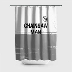 Шторка для душа Chainsaw Man glitch на светлом фоне: символ сверху, цвет: 3D-принт
